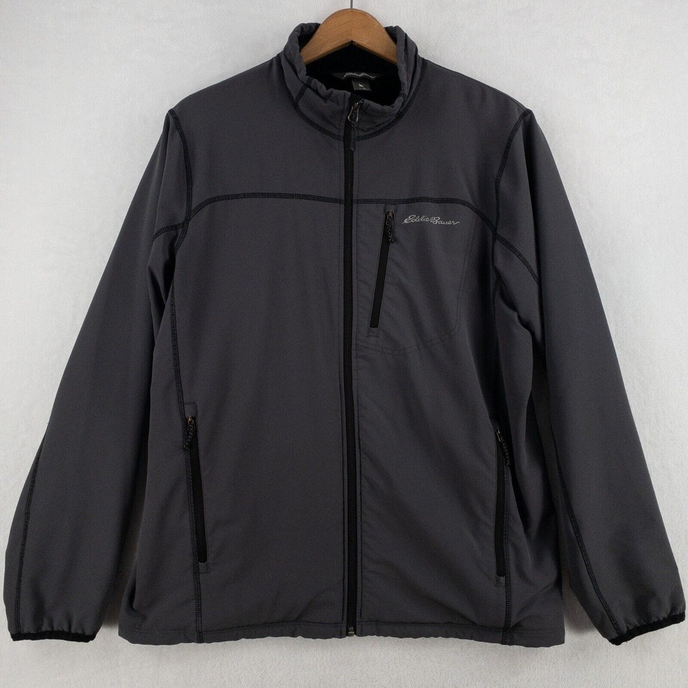 Eddie Bauer Jacket Men's Medium Gray Windfoil Elite Jacket Lined Furry Fleece